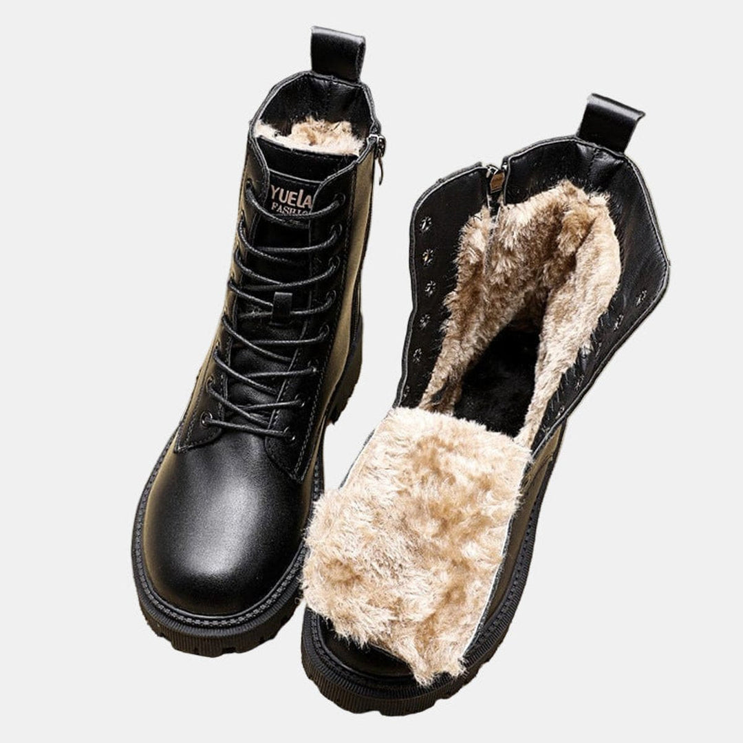 Gloria | Cozy Fleece-Lined Combat Ankle Boots for Winter