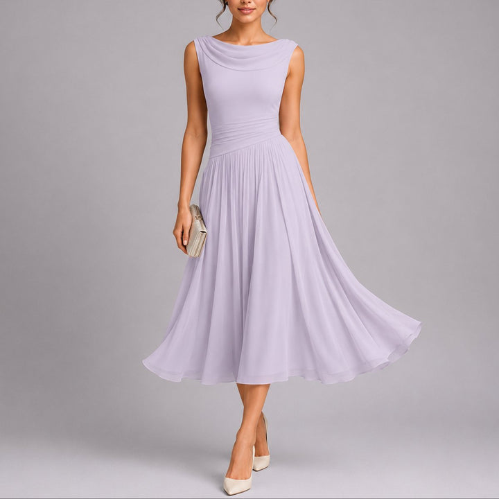 Olivia | Trendy Fall Wedding Pleated Midi Dress