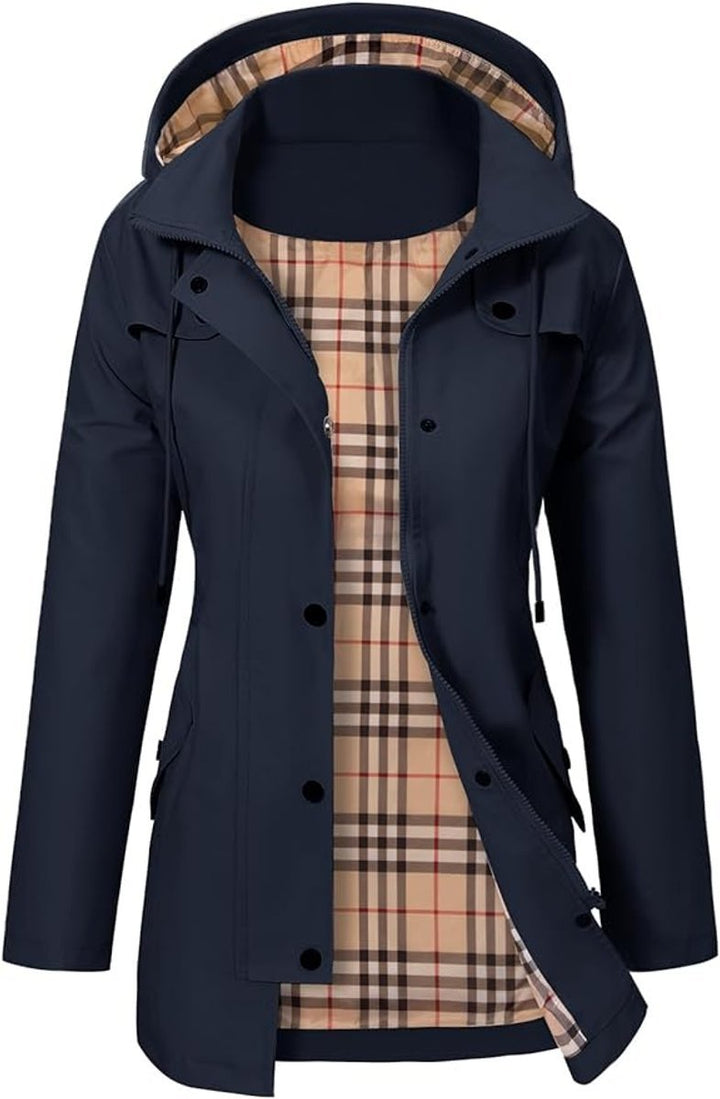 Elysia | Waterproof Hooded Raincoat for Women – Stylish with Fleece Lining
