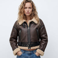Daphne | Cozy Reversible Shearling Bomber Jacket