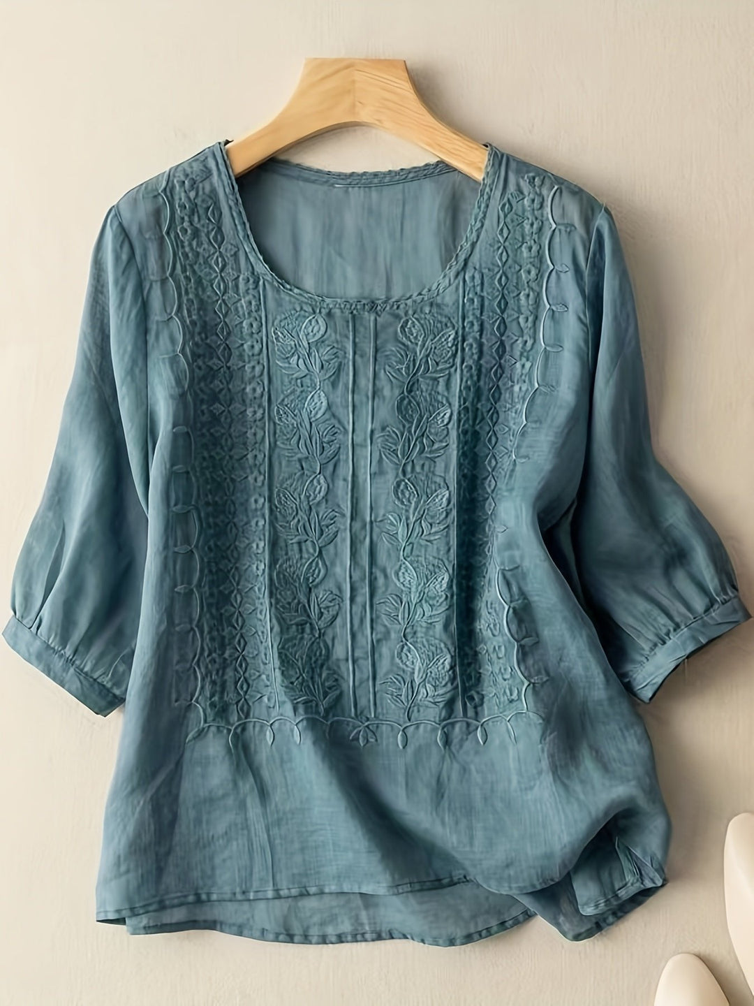 Sienna | Embroidered Scoop-Neck Blouse for Women