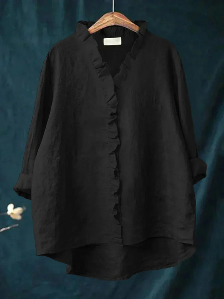 Eliza | Casual Blouse – Relaxed Ruffle V-Neck Style for Women