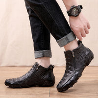Andrew | Chelsea Boots mit Krokodilprägung und warmem Plüschfutter