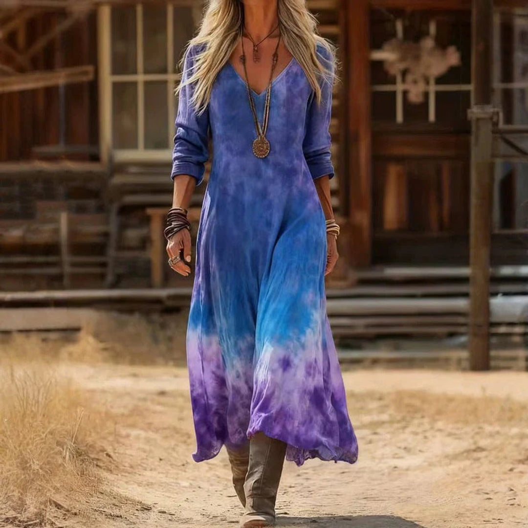 Seraphina | Effortless Boho Printed Long-Sleeved Maxi Dress