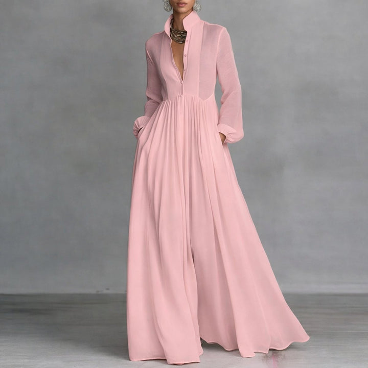 Clara | Tailored Stand-Collar Long-Sleeved Shirt Dress