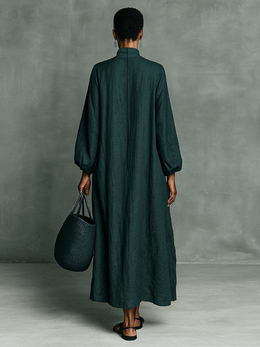 Luna | Stilvolles, oversized besticktes Maxikleid mit langen Ärmeln