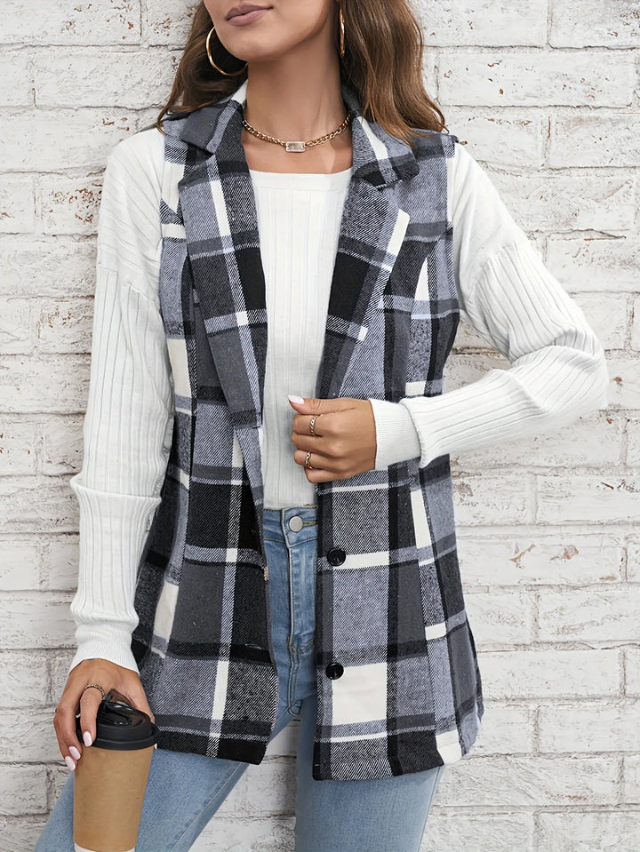 Emma | Elegant Plaid Tailored Vest