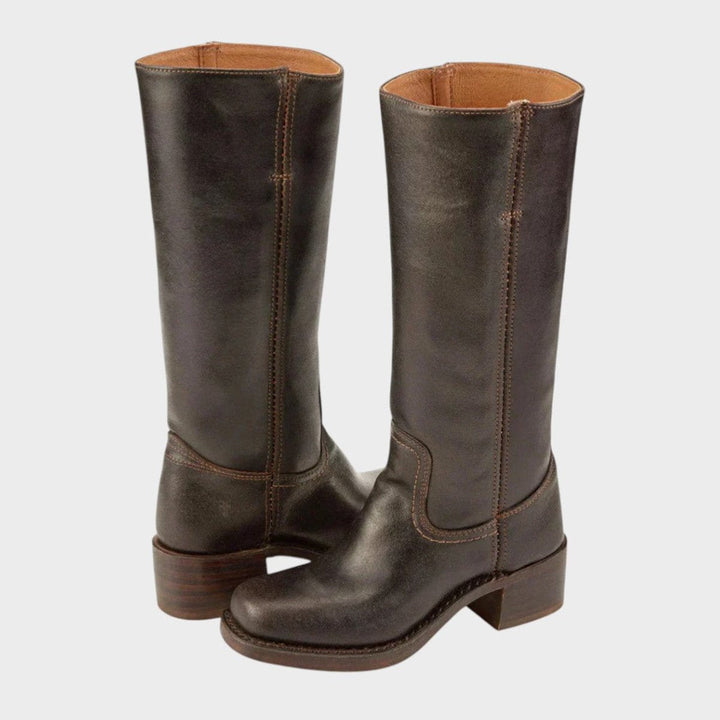 Terrie | Klassische, genähte Western-Lederstiefel bis zum Knie