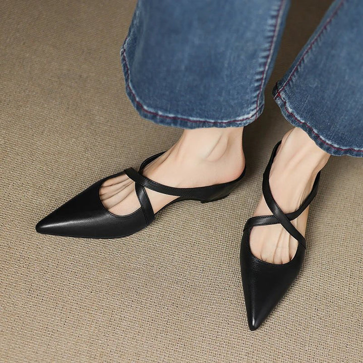 Harper | Mules in pelle – Eleganti con cinturini incrociati e tacco basso da donna