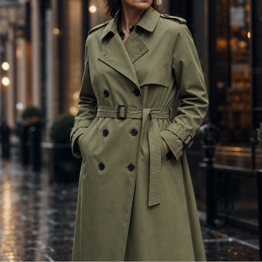 Mayfield | Long Trench Coat – Double-Breasted Stylish Layer
