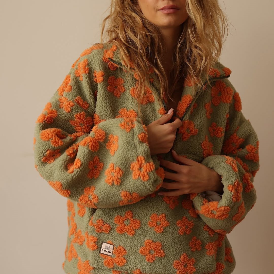 Lily | Cozy Oversized Floral Teddy Fleece Sweater
