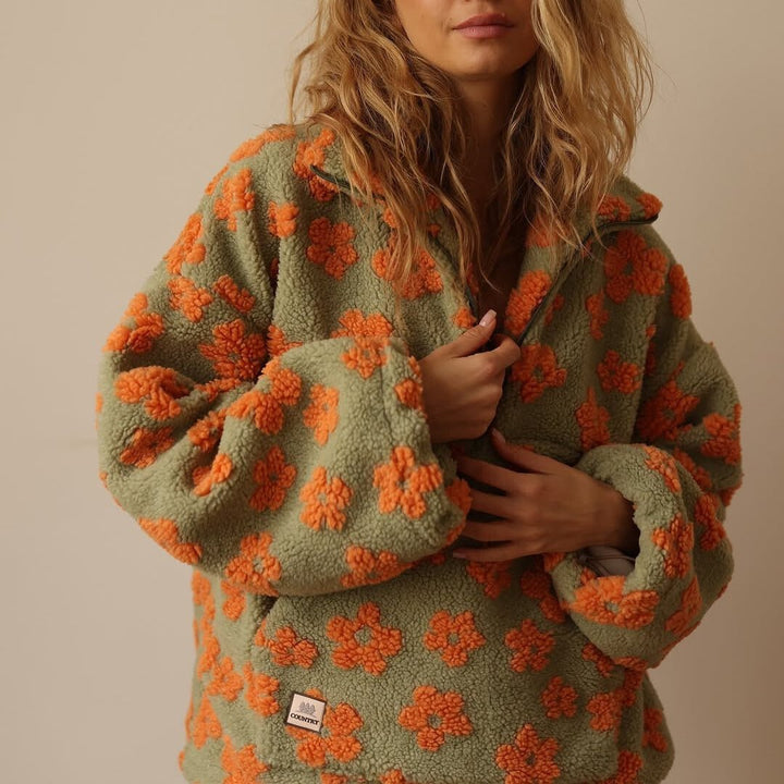 Lily | Cozy Oversized Floral Teddy Fleece Sweater