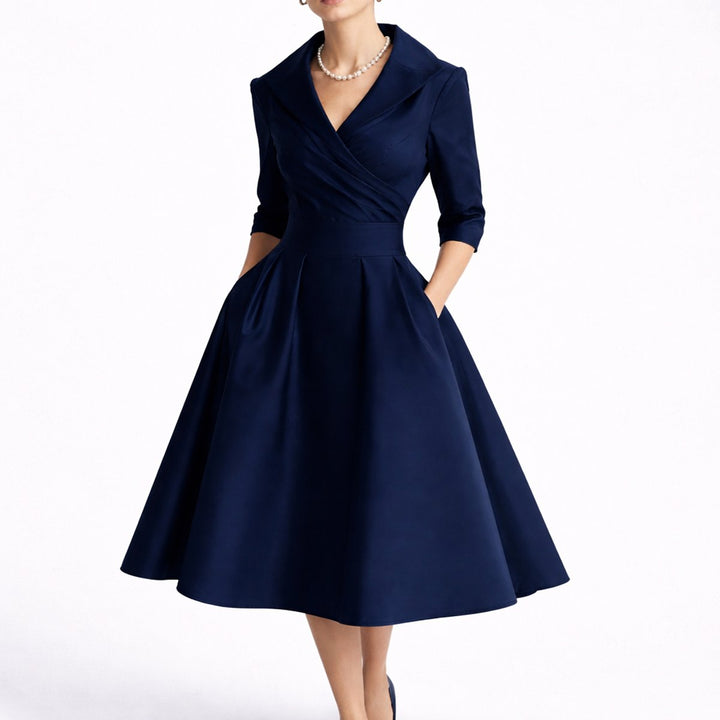 Maisie | Elegantes Design, strukturiertes A-Linien-Midikleid für Herbsthochzeiten