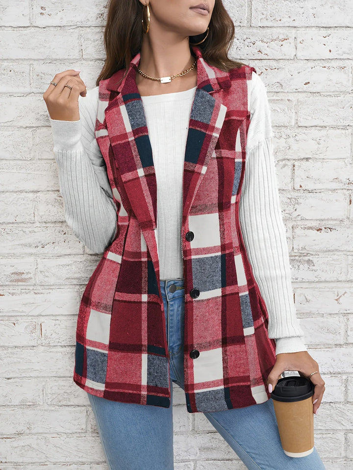 Emma | Elegant Plaid Tailored Vest