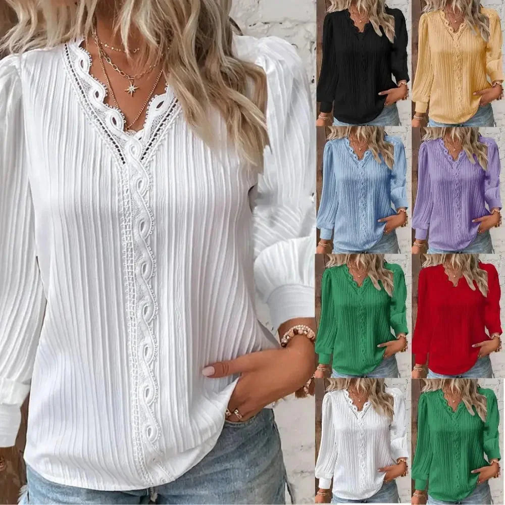 Naomi | Lace-Trimmed Blouse – Timeless Elegance for Women