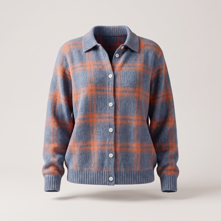 Beatrice | Plaid Button-Front Knit Cardigan