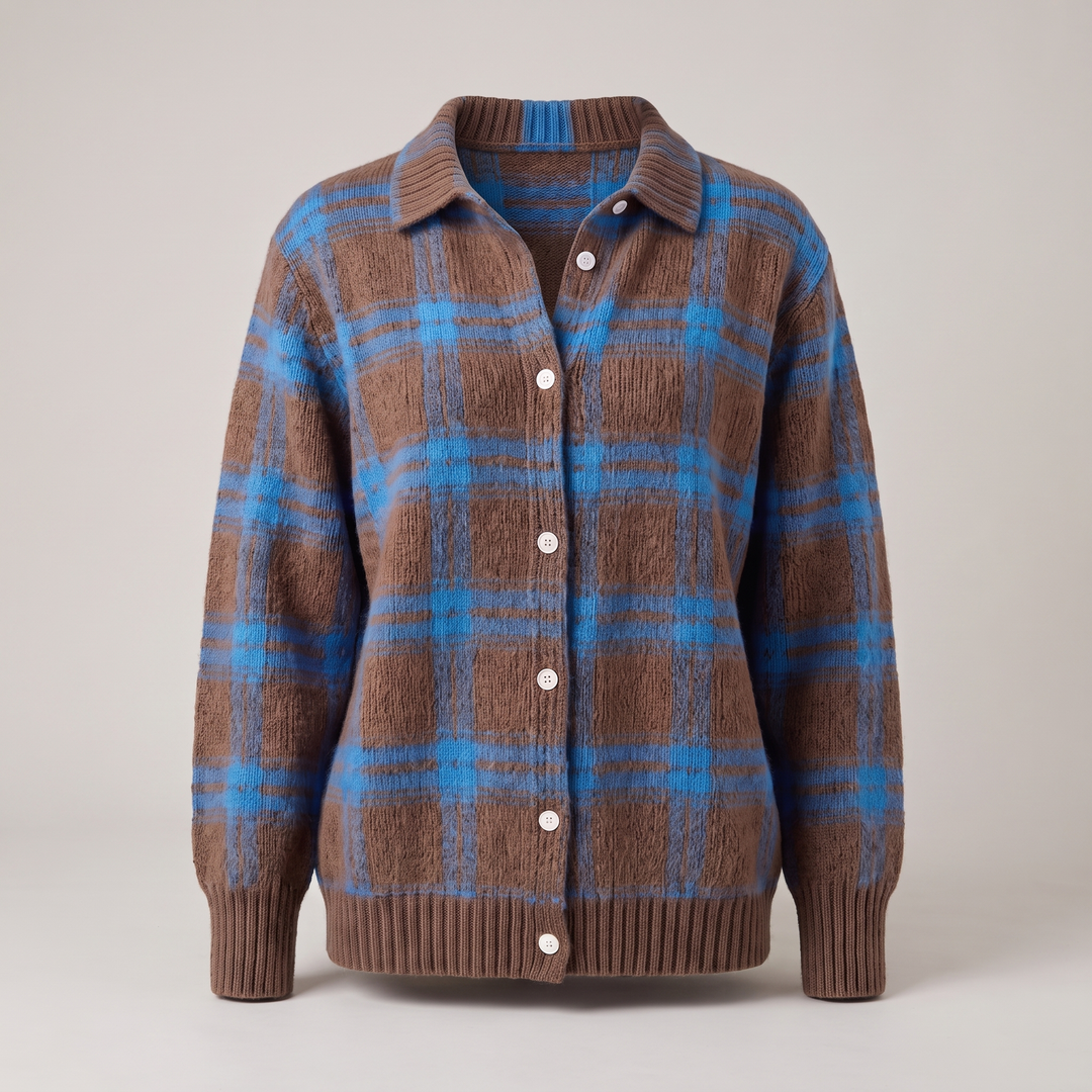 Beatrice | Plaid Button-Front Knit Cardigan - image 3
