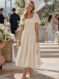 Clara | Elegantes und feminines Midikleid mit floraler Struktur
