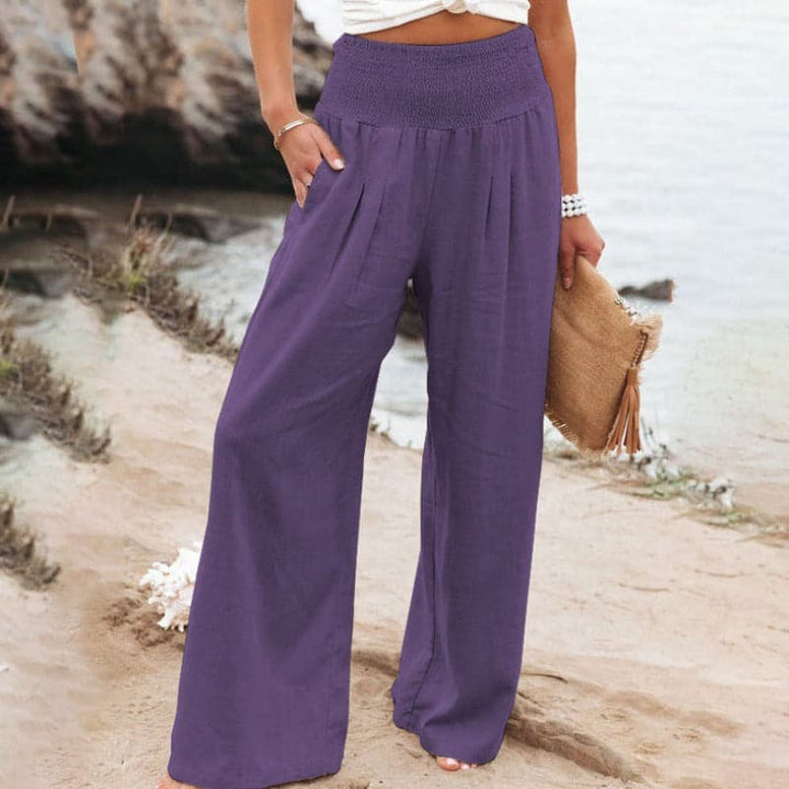 Elena | Mühelos atmungsaktive Leinenhose mit weitem Bein