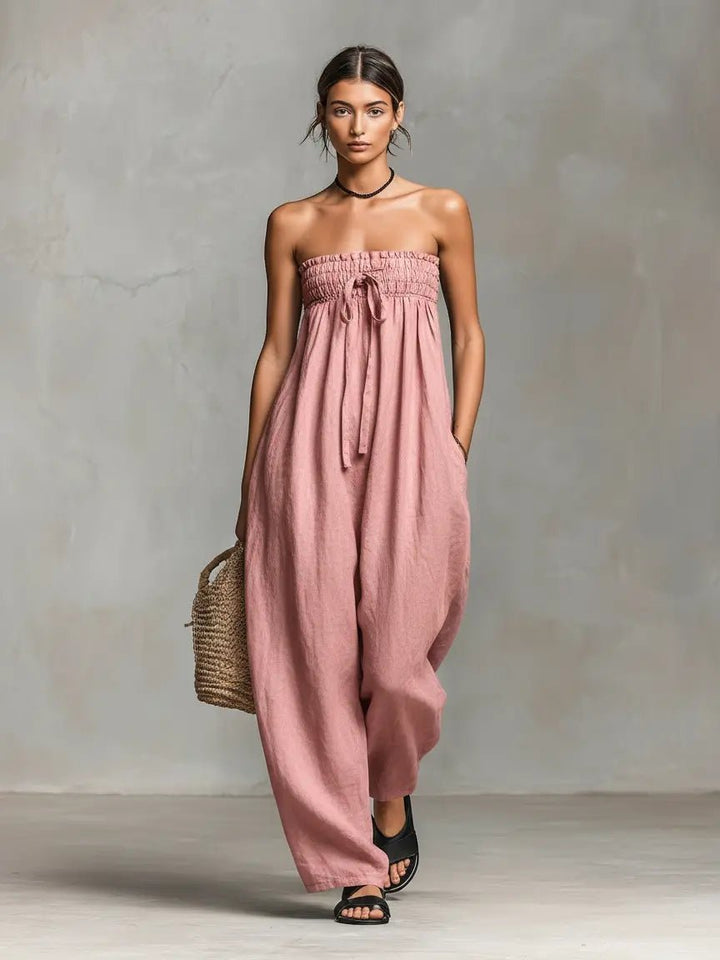 Hannah | Wide-Leg Jumpsuit – Elegant Strapless Design for Women