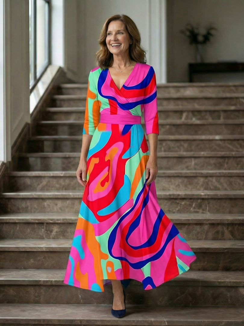 Celine | Midi Dress – Floral Cross Wrap Style for Women