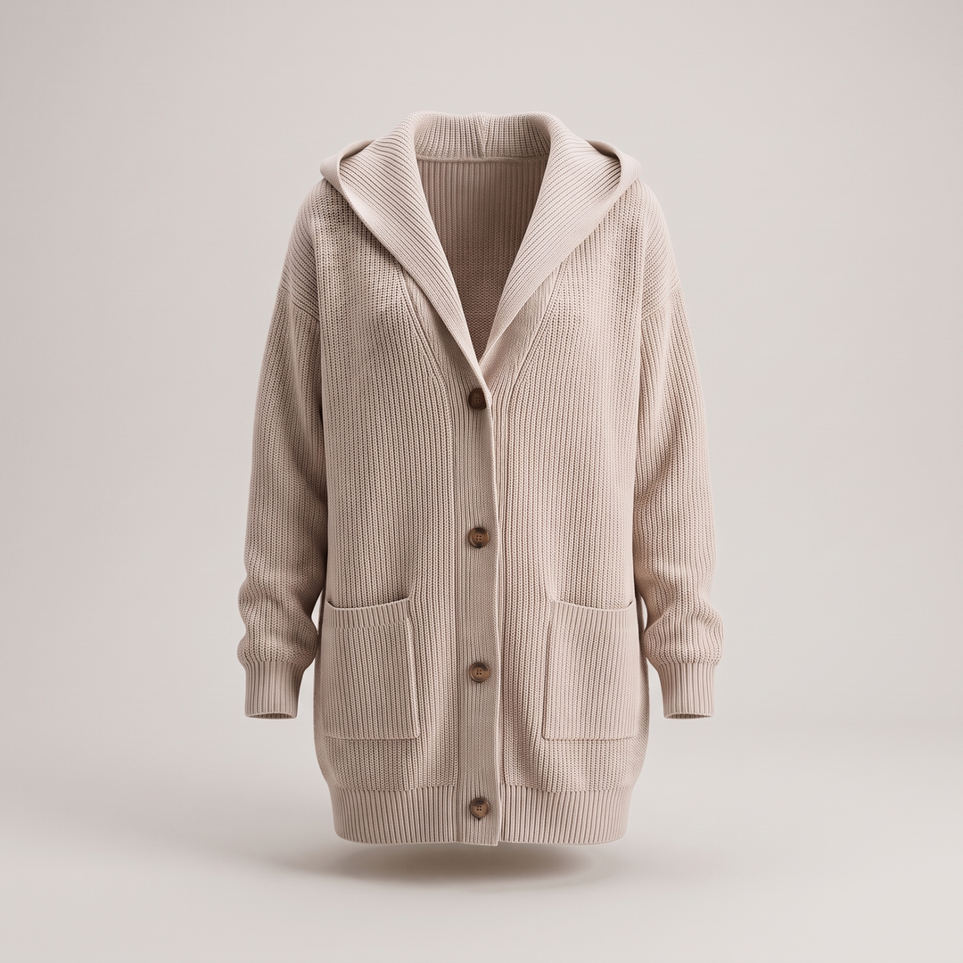 Noelle | Warm Hooded Longline Knit Cardigan