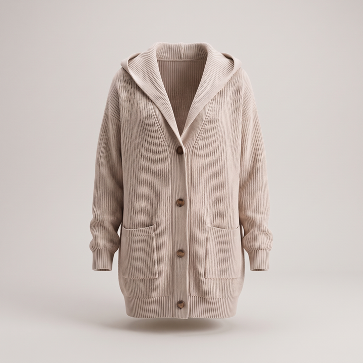 Noelle | Warm Hooded Longline Knit Cardigan