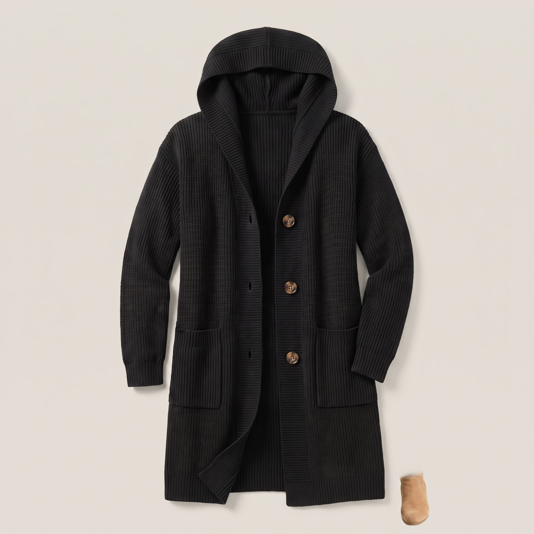 Noelle | Warm Hooded Longline Knit Cardigan - image 3