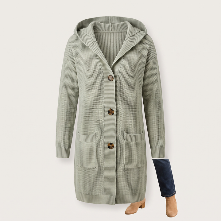 Noelle | Warm Hooded Longline Knit Cardigan - image 5