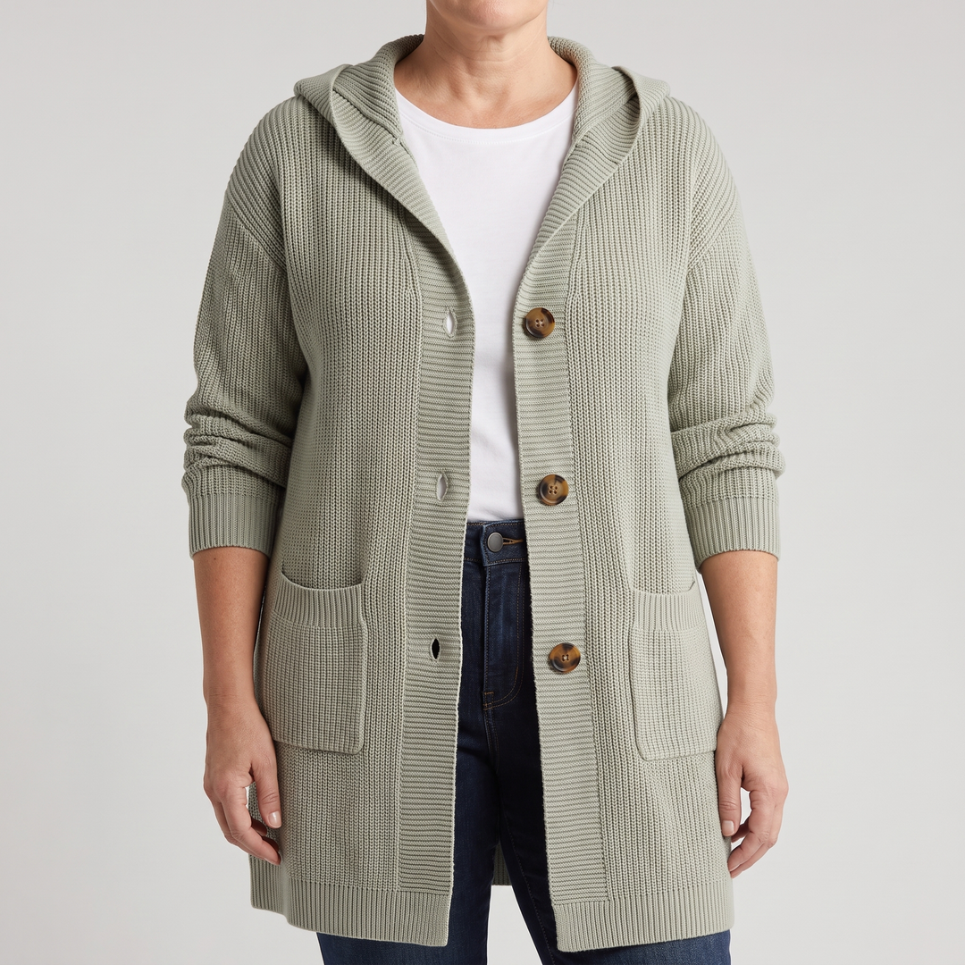 Noelle | Warm Hooded Longline Knit Cardigan - image 7