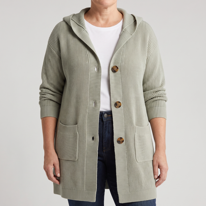 Noelle | Warm Hooded Longline Knit Cardigan - image 7