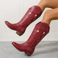 Joanne | Stylish And Comfortable Star Embroidered Cowboy Boots
