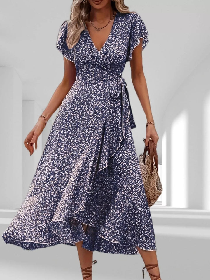 Trudi | Bequemes schmeichelndes V-Ausschnitt-Kleid