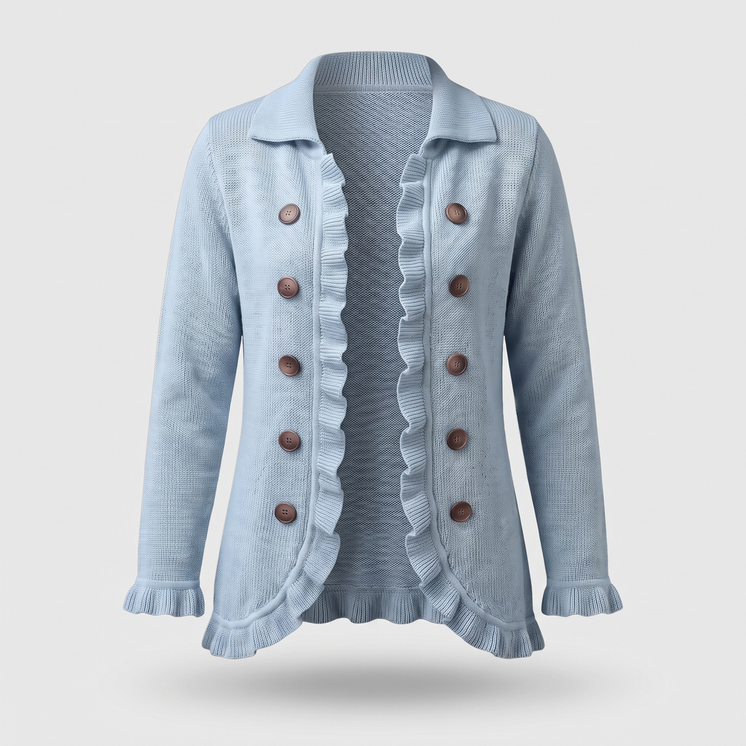 Daphne | Ruffle-Detail Cotton-Knit Cardigan
