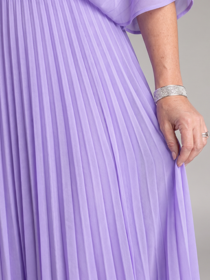 Nadia | V-Neck Long-Sleeve Pleated Fall Maxi Dress
