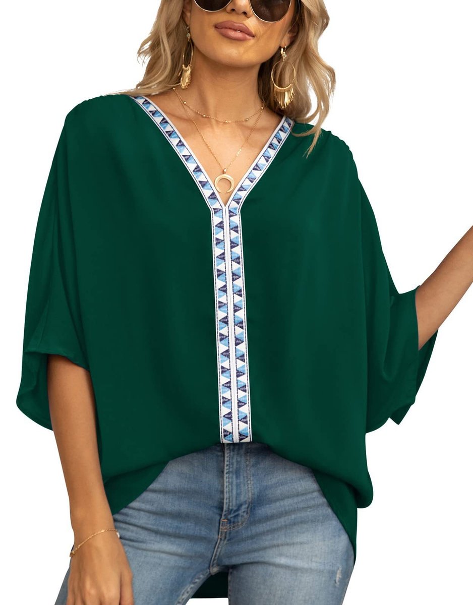 Kristin | Bohemian Embroidered V-Neck Tunic Top