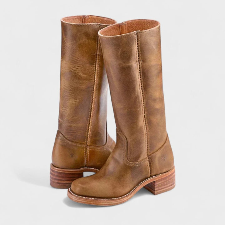 Terrie | Klassische, genähte Western-Lederstiefel bis zum Knie