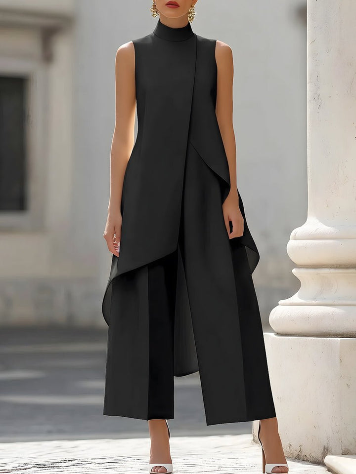 Annika | Asymmetrical High Neck Sleeveless Two-Piece Set