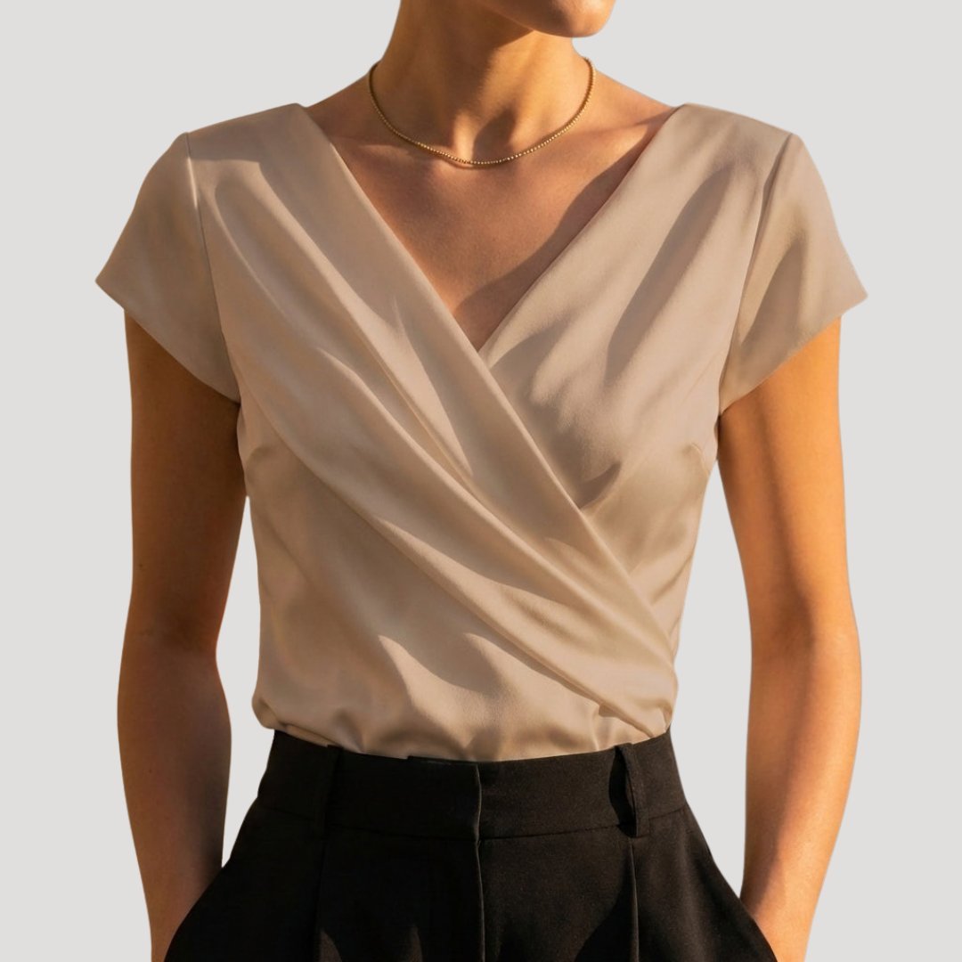 Gemma | Draped Wrap-Front Blouse for Effortless Elegance