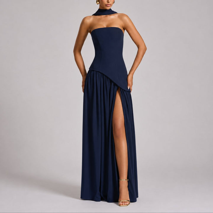Elena | Elegant Fall Wedding Strapless Maxi Dress
