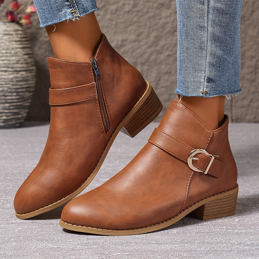 Kaitlyn | Modern Buckle-Accented Chelsea Ankle Boots