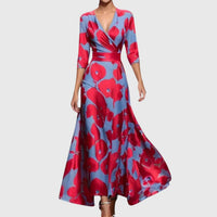 Juliette | Trendiges, floral gemustertes Wickel-Maxikleid mit langen Ärmeln