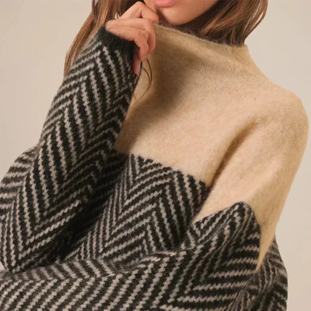 Elena | Chevron Turtleneck Sweater With Sophisticated Knit Texture