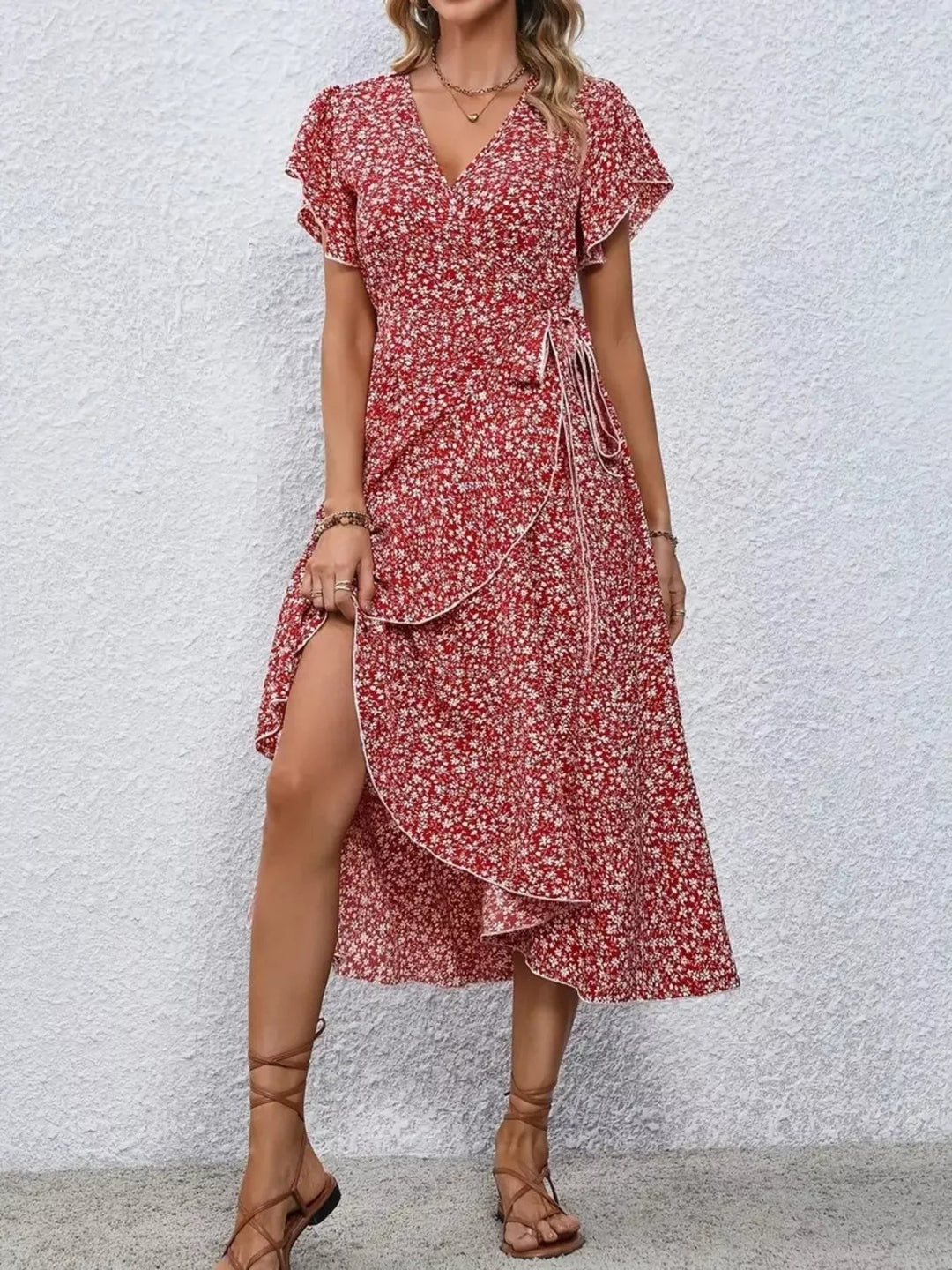 Trudi | Bequemes schmeichelndes V-Ausschnitt-Kleid