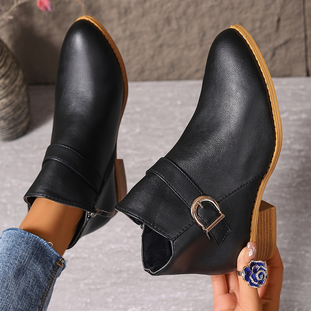 Kaitlyn | Modern Buckle-Accented Chelsea Ankle Boots