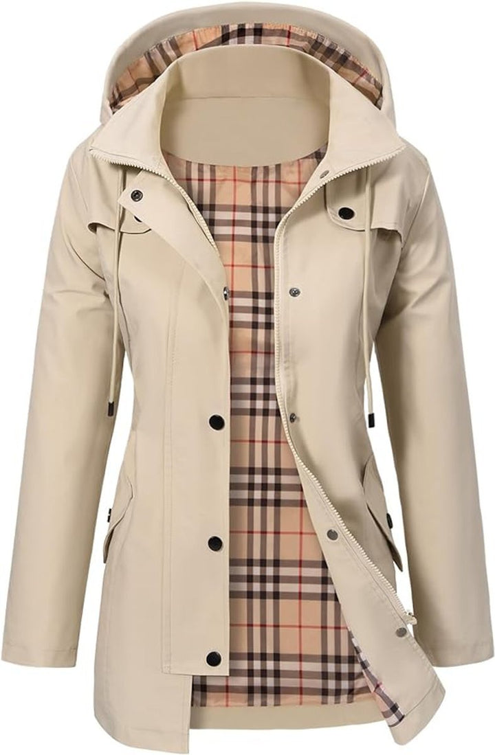 Elysia | Waterproof Hooded Raincoat for Women – Stylish with Fleece Lining