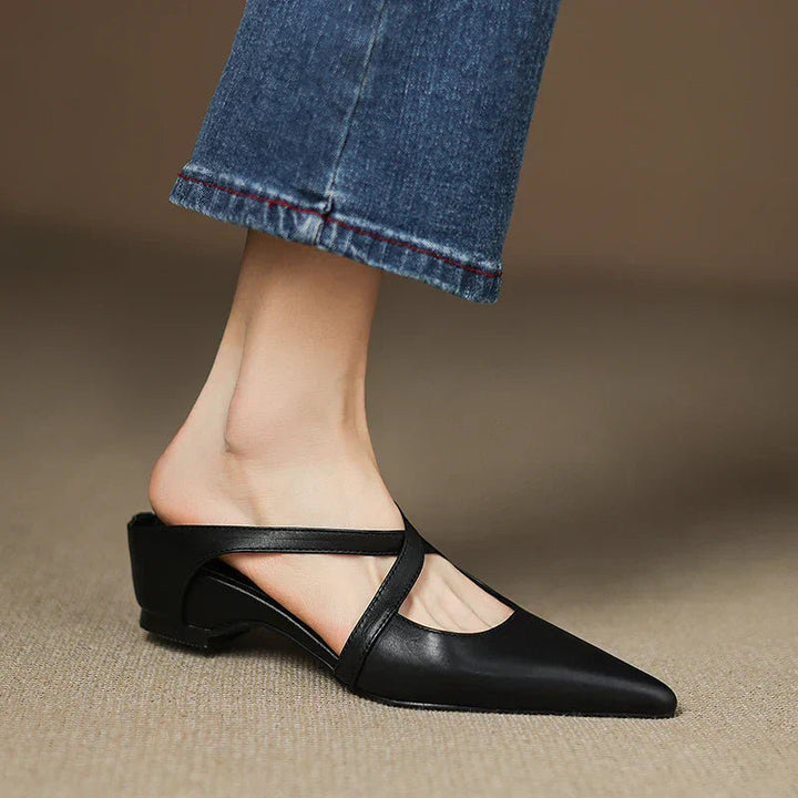 Harper | Mules in pelle – Eleganti con cinturini incrociati e tacco basso da donna