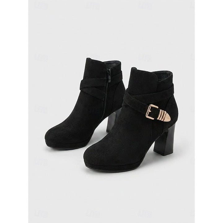 Renata | Buckle-Strap Block Heel Ankle Boots for Women