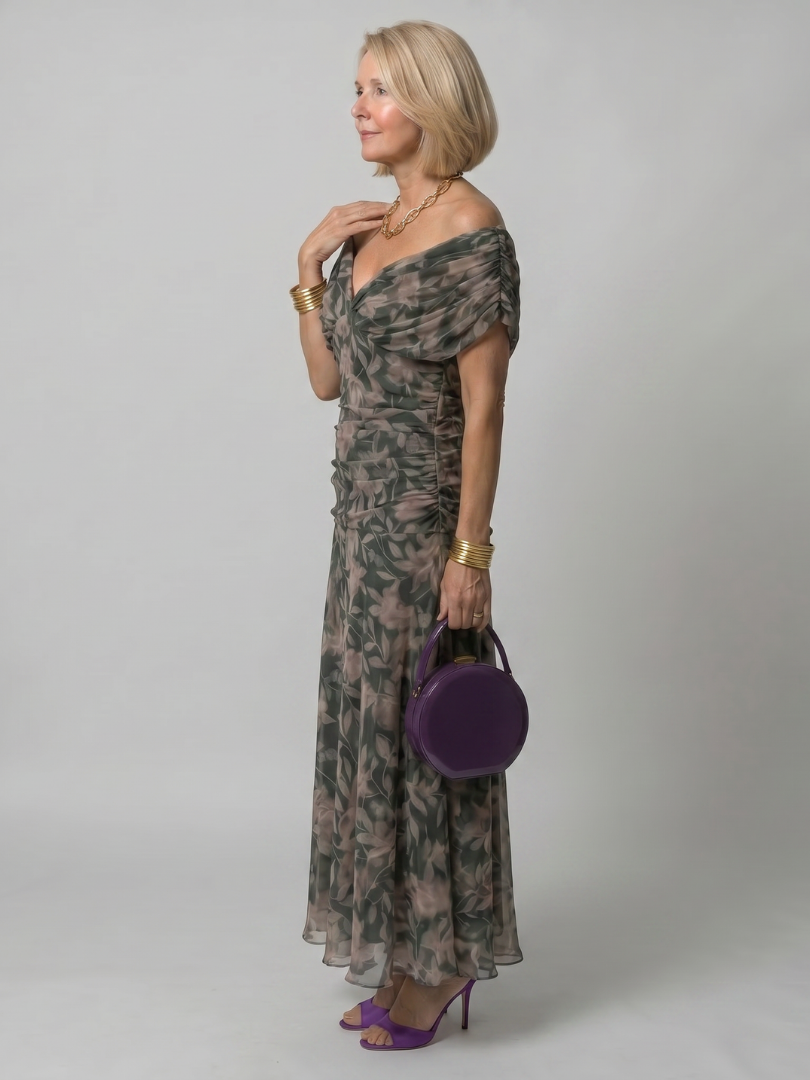 Calen | Off Shoulder Midi Dress – Lightweight and Comfortable Style for Women