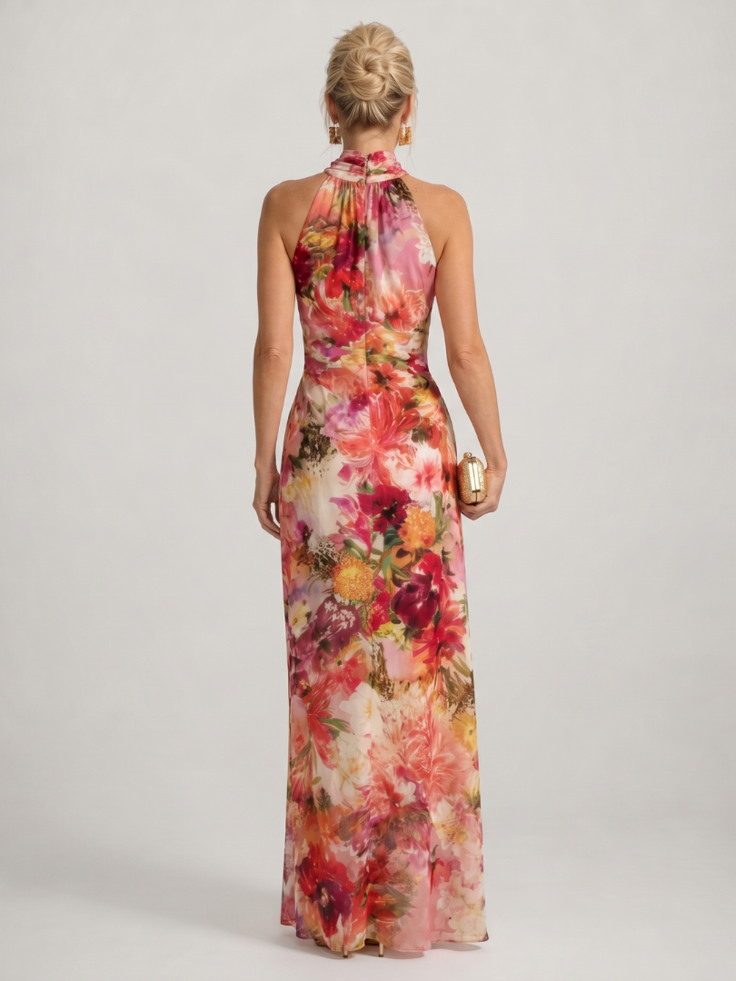 Elisabetta | Halter Neck Maxi Dress – Floral Print Style